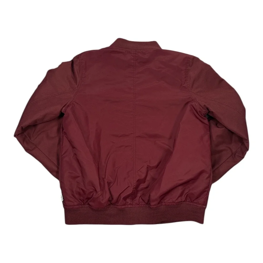 Vans Bomber Jacket Burgundy Mens Size M Classic‎ Logo Zip Up Outerwear